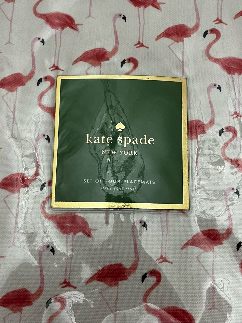 NWT Kate Spade Pink Flamingo Placemat Set (4) 100% Cotton Machine Washable